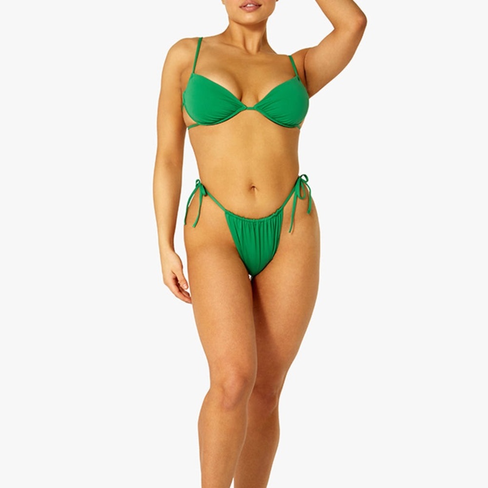 WeWoreWhat Ruched String Bikini Bottoms